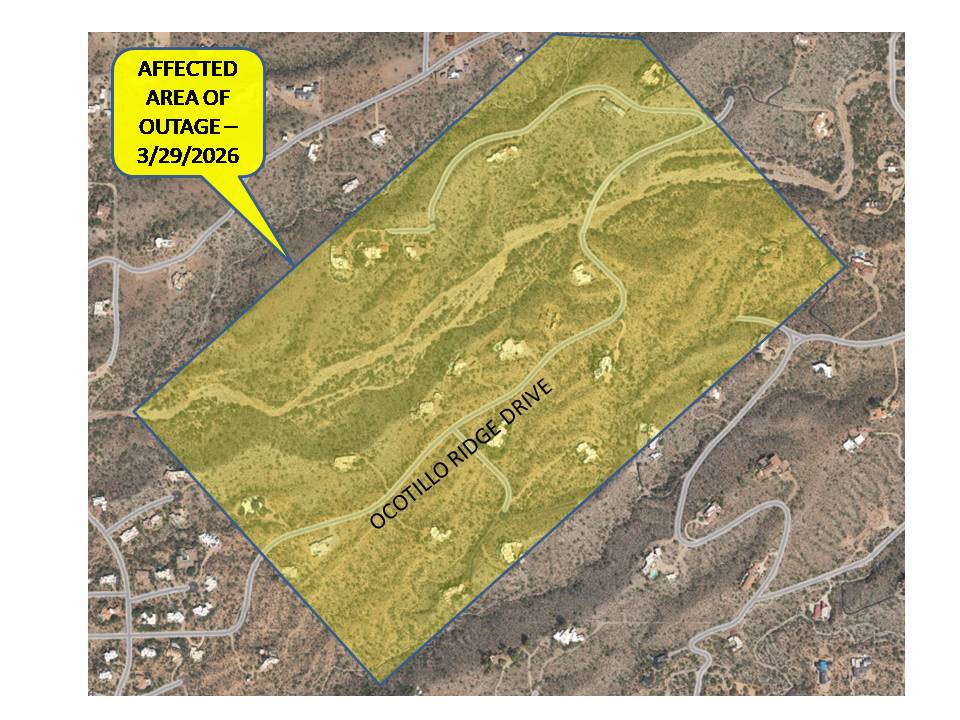 Affected Area of Water Outage Map for 2026 03-29 - Ocotillo Estates